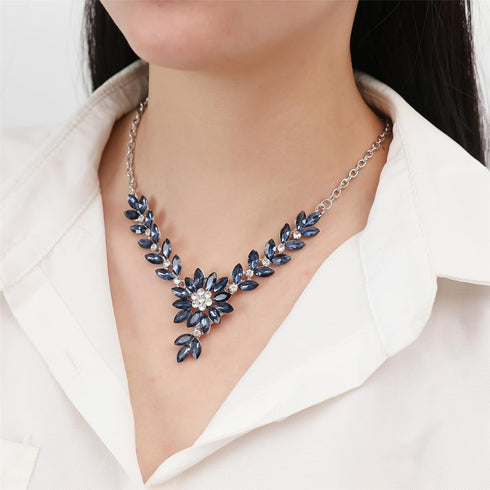 la luen 3pcs Crystal Zircon Wedding Jewelry Sets for Brides, Rhinestone Flower Necklace Dangle Earrings Brooch for Women Teen Girls Wife Party Pro...