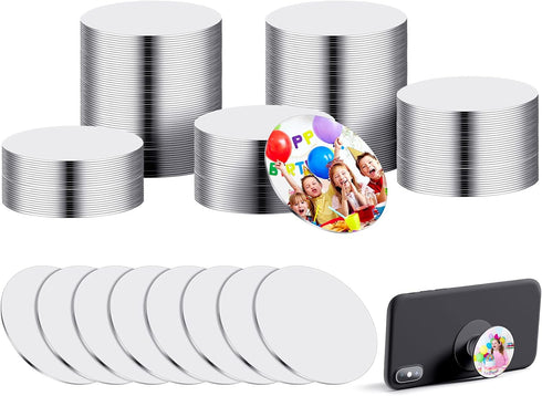 50 Pieces 1.5 Inch Sublimation Blank Aluminum Stickers for Collapsible Phone Holders, Round Sublimation Aluminum Sheets Aluminum Board Heat Transf...