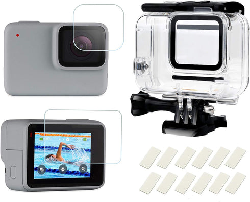 D&F Waterproof Housing Case for HERO7 White & Hero 7 Silver, 30M Underwater Photography Protective Shell with Screen Protector Films and Anti-Fog ...