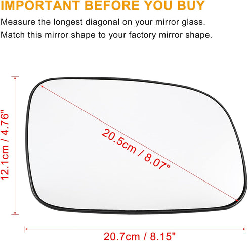 X AUTOHAUX Car Rearview Right Passenger Side Heated Mirror Glass Replacement W/Backing Plate for Jeep Grand Cherokee 1999-2004...
