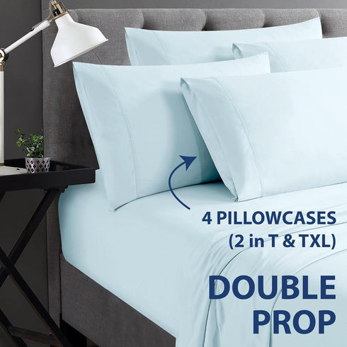 Home Collection Micro Caress Luxurious Sheet Set, 90GSM 4 -Piece King Size with 2 Additional Pillowcase, Aqua Color...