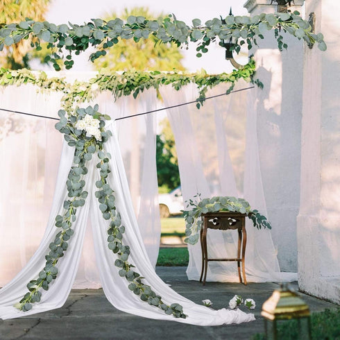 DearHouse 4Pack Artificial Eucalyptus Garland Faux Silk Eucalyptus Leaves Vines Handmade Garland Greenery Wedding Backdrop Arch Wall Decor …...