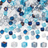 SUNNYCLUE 400Pcs 5 Colors Blue Square Glass Beads Blue Glass Cube Bead AB Color Faceted Transparent Glass Crystal Blue Cube Tiny Spacer Bead for J...