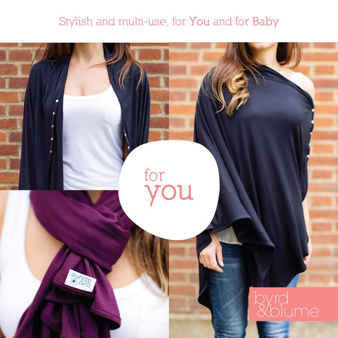 Byrd & Blume Maternity Nursing Cover Breathable Lightweight Breastfeeding Cover Wrap Shawl Scarf Poncho Full 360 (Navy, One size)...