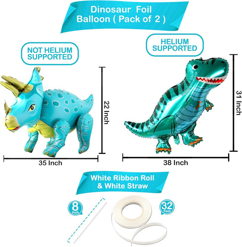 KatchOn Giant Blue Dinosaur Balloons - 38 Inch, Pack of 2 | Dino Mylar Balloons for Birthday Party Decor...