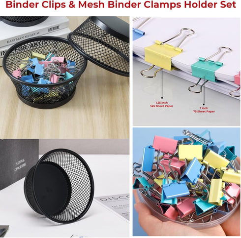 Binder Clips - 48 Pcs 1 Inch, Paper Binder Clips with Paper Clip Holder for Desk, Medium Paper Clamps for Office, School, Home...
