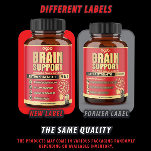 9in1 Brain Support Supplement - Concentrated Ashwagandha Root, Gotu Kola Powder, Bacopa Monnieri Powder and More - 90 Capsules - 3-Month Supply...