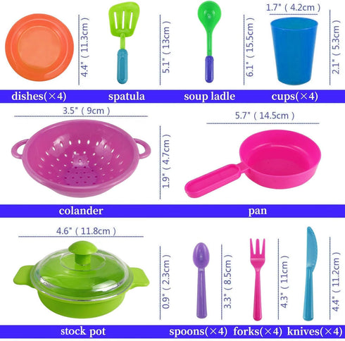 Kids Super Durable Kitchen Toys Set, Pretend Play Children's Dish Toy, Wash and Dry Tableware Dish Rack with Drainer (Great Gift for Kids) (27 Pie...