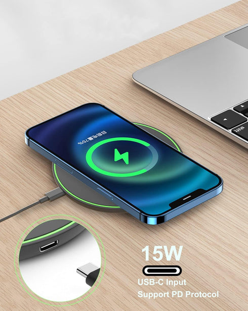 Wireless Charger for Samsung Galaxy S23/S23+/S22/S22+/S21/S20/S20+/S10/S9+/S9/S8/S8+/S7/Note10/Note9/Note8, 15W Wireless Charging Pad with USB-C f...