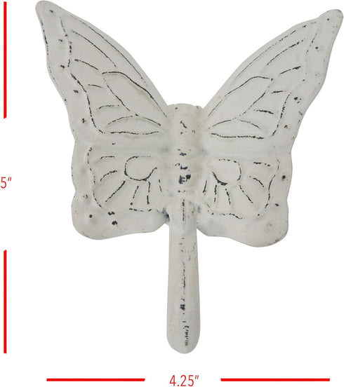 Foreside Home & Garden Rustic Antique White Metal Butterfly Wall Hook...