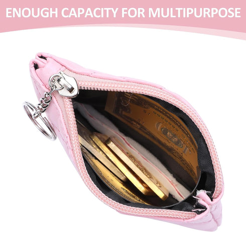 simarro Small Coin Purse for Women, Rhombus Embroidery PU Zipper Coin Purse Portable Change Wallet Short Ladies Coin Purse with Keychain Zipper Co...