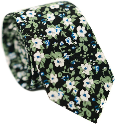 Men's Cotton Printed Floral Tie 2.56" Skinny Narrow Necktie Various Designs...