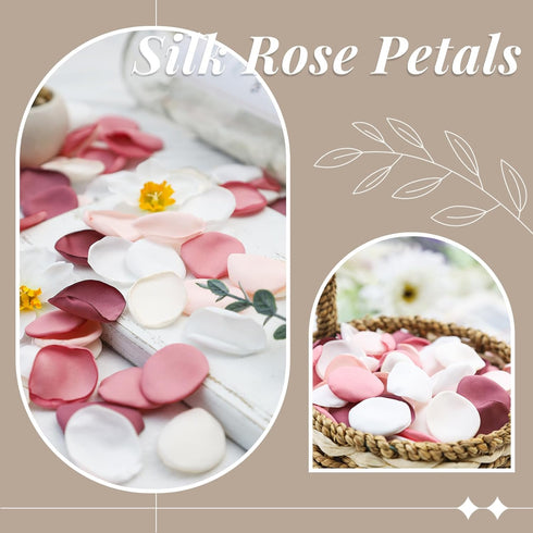 Der Rose 300pcs Artificial Flowers Silk Fake Pink Rose Petals Flower Girl Scatter Pedals for Aisle Centerpieces Table Confetti Party Favors Home W...