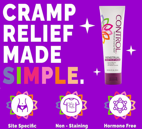 CONTROL, Menstrual Cramp Relief Cream, Topical Pain Relief for Period Cramps and PMS, Period Relief Products, Fast and Effective, Easy to Use, Saf...