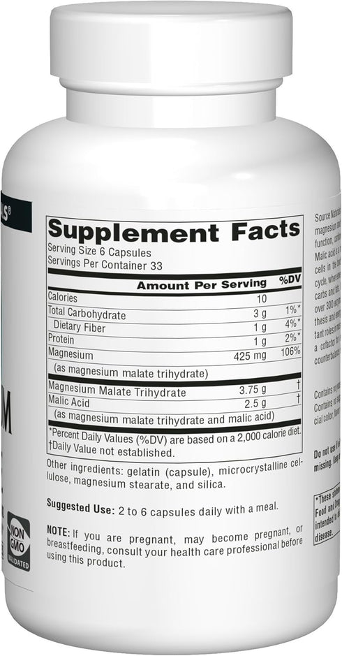 Source Naturals Magnesium Malate 625mg Supplement Essential, Bio-Available Magnesium Malic Acid Supplement - 200 Capsules (Packing may vary)...