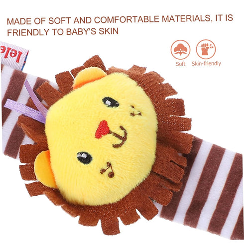 Toyvian 1pc Toy Wrist Lion Snap Bracelet Baby Musical Toy Bell Animal Wrist Rattle Xmas New Year Jingle Bell Toy Toys Baby Lion Wrist Rattle Plush...