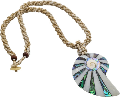 Iridescent Paua Abalone Shell Necklaces for Women, Handcrafted Mother of Pearl Necklace, Handmade Beaded Seashell Abalone Necklace Jewelry EA209...