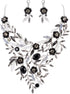BriLove Wedding Bridal Leaf Cluster Jewelry Set for Women Crystal Flower Enamel Statement Necklace Dangle Earrings...