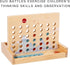Wooden 4 in a Row Game - Classic Strategy Game for Adults Children-Connecting 4 Same Color Connection Rows- Travel Game Family Checkerboard Game T...