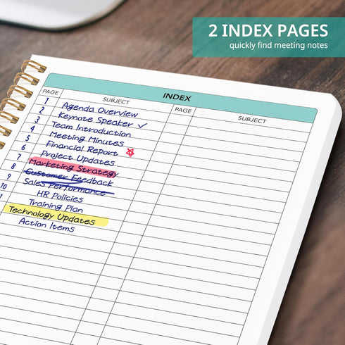 Taja Meeting Notebook for Work Organization - Work notebook with action items, Meeting Minutes Planner Notebook, Perfect Office Supplies for Men &...