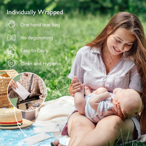 Momcozy Bamboo Fiber Disposable Nursing Pads, 100% Natural Materials and 100% Biodegradable Breast Pads, Breastfeeding Essentials for Moms, 80 Cou...