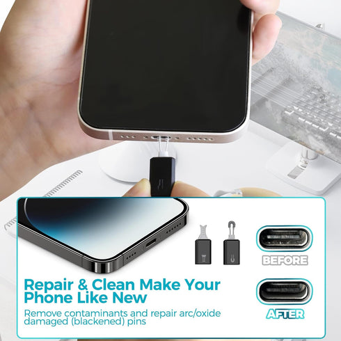 Charging Port Cleaning Tool for iPhone, JiaTeums Cleaning Kit for iPhone Cell Phone Airpod, Repair Kit for Phone Laptop PC USB C Charging Port and...
