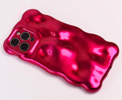 Qokey for iPhone 15 Pro Max Case,Bling Glitter Cute Curly Wavy Design Laser 3D Stone Pattern Shockproof Camera Lens Protection Compatible for iPho...