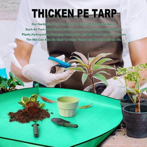 Plant Repotting Mat Waterproof Gardening Mat Plant Transplanting Potting Tray for Indoor Succulent Potting Tarp Portable Thicken PE Mat Garden Wor...