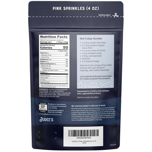 Judee's Gluten Free Pink Sprinkles 4 oz - Gluten-Free and Nut-Free - Brighten Up Your Baked Goods - Great for Cookie and Cake Decoration - Use for...
