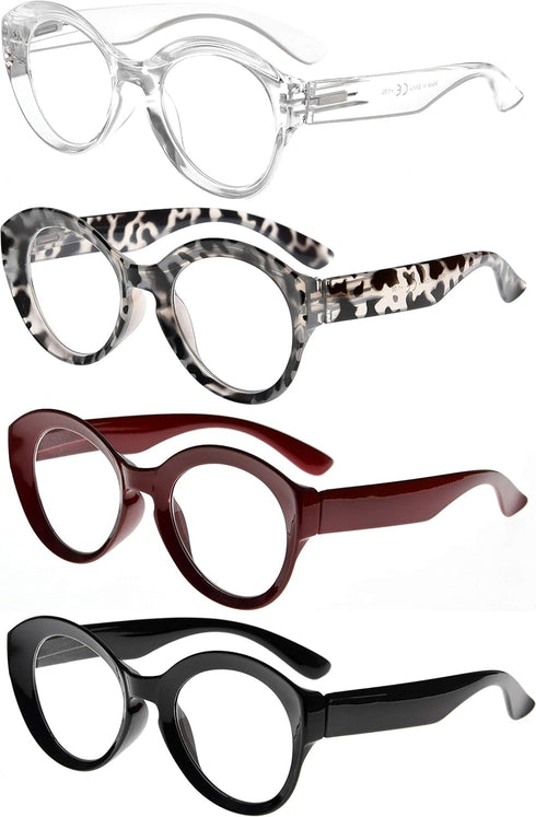 Eyekepper 4 Packing Round Reading Glasses Women Large Frame Stylish Readers +0.50...