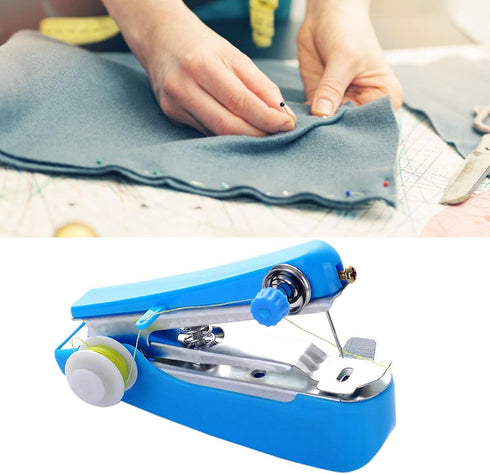Handheld Sewing Machine Stainless Steel Portable Sewing Machine for Quick Stitching Practical Blue Mini Sewing Machine for Household Travelling......