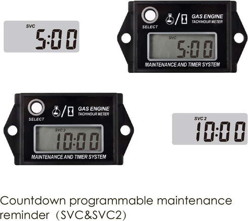 Jayron JR-HM026A Digital Hour Meter Tachometer,Maintenance Reminder,Maximum RPM Recall,or Pneumatic Equipment and ZTR Lawn Mower Tractor Generator...