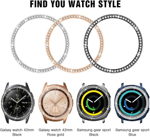 Dsytom Compatible with Samsung Galaxy Watch 42mm Band Women+ Bezel, 20mm Jewelry Watchband & Bezel Ring Cover Diamond Strap Bracelet for Galaxy Wa...