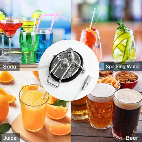 Corny Carbonation Keg Lid, Cornelius Soda Keg Lids for Quick Forced Carbonation, Ball Lock Keg Lid with Diffusion Stone, Pressure Relief Valve, Cl...