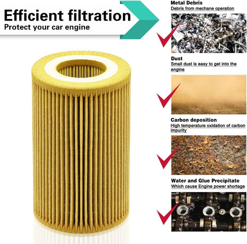 Oil Filter Fits for Audi A6, A6 Quattro, A7, A7 Quattro, A8 Quattro, Q7 Metal Free Filter Replace HU7035Y | Part No. 06E115466B 06E115562B...