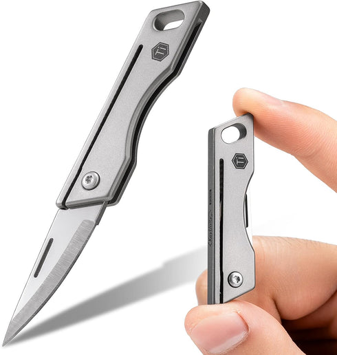 KeyUnity KK06 Mini EDC Pocket Knife, Small Titanium Folding Knife with Built-in Keychain Hole for Everyday Carry...