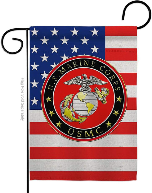 USMC Semper Fi Marine Corps Flag Armed Forces Double-Sided Lawn Decoration Gift House Garden Yard Banner United State American Military Veteran, 1...