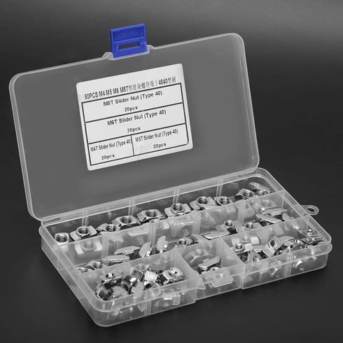 90Pcs T-Slot Nut Set, Premium Hardware Nuts with Plastic Storage Box Easy Installation T Nut Hardware Fastener for CNC Machines 3D Printers and Ro...