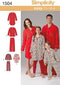 Simplicity 1504 Child's, Teen's and Adult's Matching Pajama Sewing Patterns, Children's Sizes XS-L and Adult's Sizes XS-XL...