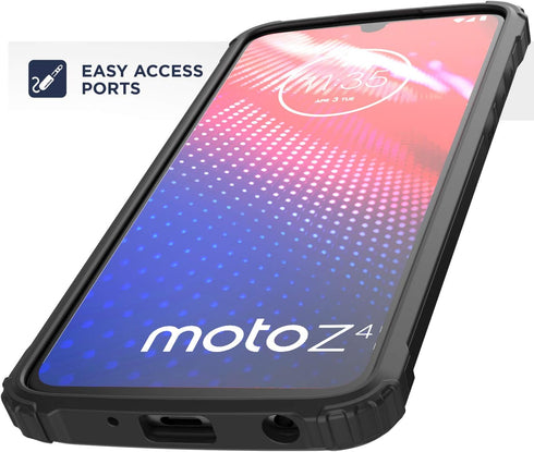 ENCASED Heavy Duty Moto Z4 Case (2019 Scorpio Series) Military Grade Rugged Phone Protection Cover Black...