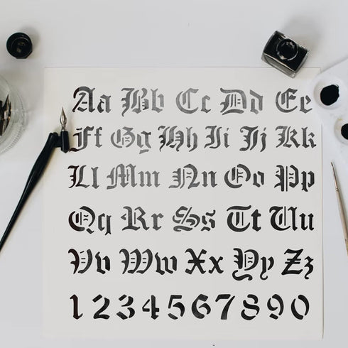 BENECREAT Matte Metal Letters Stencils, Gothic A to Z Alphabet & Number Stencil Template for Painting, Wood Burning, Leather Burning, Engraving, S...