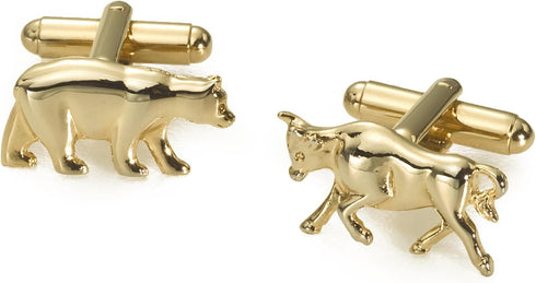Cuff-Daddy Bull Bear Cufflinks Gold 000 with Presentation Box...