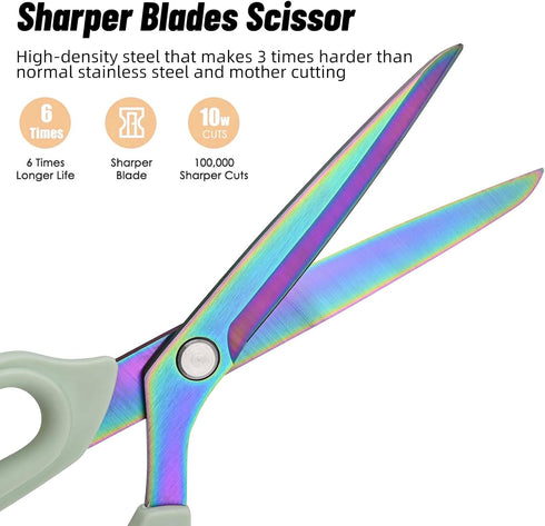 Extra Large Multi-Purpose, Titanium-Coated Tailor's Shears, Forged Stainless Steel Professional Hand Shears, Tailor's Comfort Grip Shears, (9.8 In...