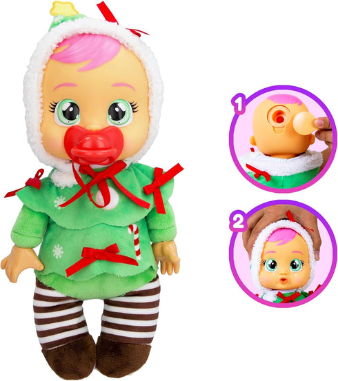 Cry Babies Tiny Cuddles Christmas Noelle - 9" Baby Dolls, Cries Real Tears, Red and Green Christmas Tree Themed Pajamas...