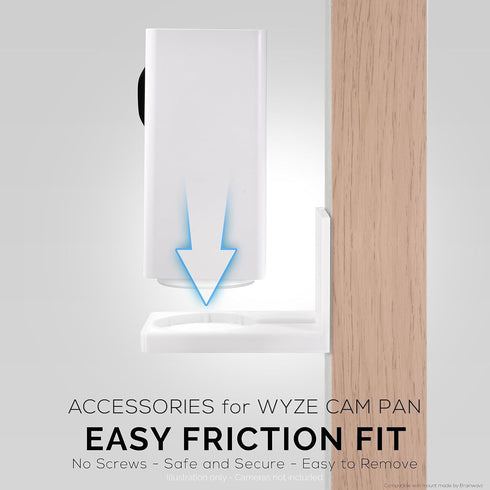 Screwless Wall Mount Kit for Wyze Cam Pan, VHB Stick On - Easy to Install, Full Tilt & Pan Function, No Mess, No Drilling, Strong Adhesive Mount b...