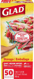 Glad Zipper Food Storage Plastic Bags - Quart - 50 Count (Packaging May Vary)...