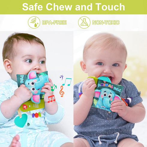 FPVERA Baby Cloth Book Sensory Books for Babies 0+ Months Baby Book for Toddlers Infant Toys Newborn Soft Cloth Touch Feel Tummy Time Book with Mu...