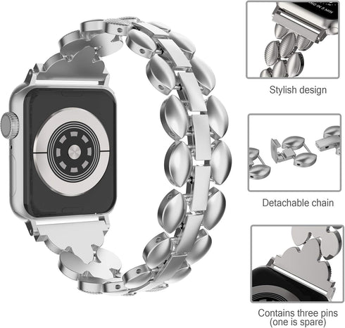 Moolia Elegant Metal Strap Compatible with Apple Watch Band 38mm 40mm 41mm 42mm Metal Fashion Women Replacement Strap Bracelet for iWatch Series 1...