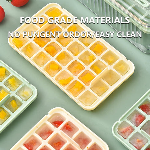 JSE Ice Cube Tray with Lid, 56 PCS Ice Cube Mold with Container, Small Square Shaped Ice Maker for Drinks, Coffee and Cocktails...