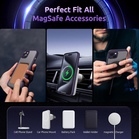 SURPHY Made for iPhone 15 Case Compatible with MagSafe, and Screen Protector 2 Pack, Translucent Matte Phone Case with Camera Protective 6.1 inch ...